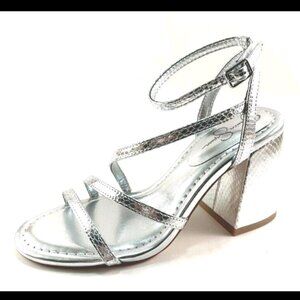 Jessica Simpson Reyvin Thick High Heel Strappy Sandal 7.5m Sz chrome